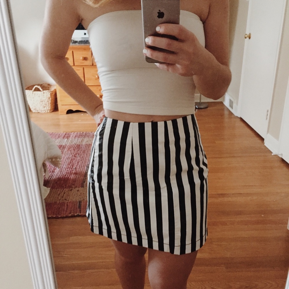 Black and white striped Mini skirt